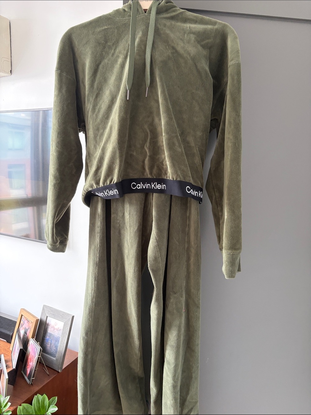 Calvin Klein Olive Green Woman’s Hooded Two-Piece Set